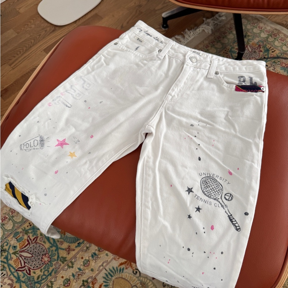 Polo Ralph Lauren Kids White Jeans with Colorful Accents